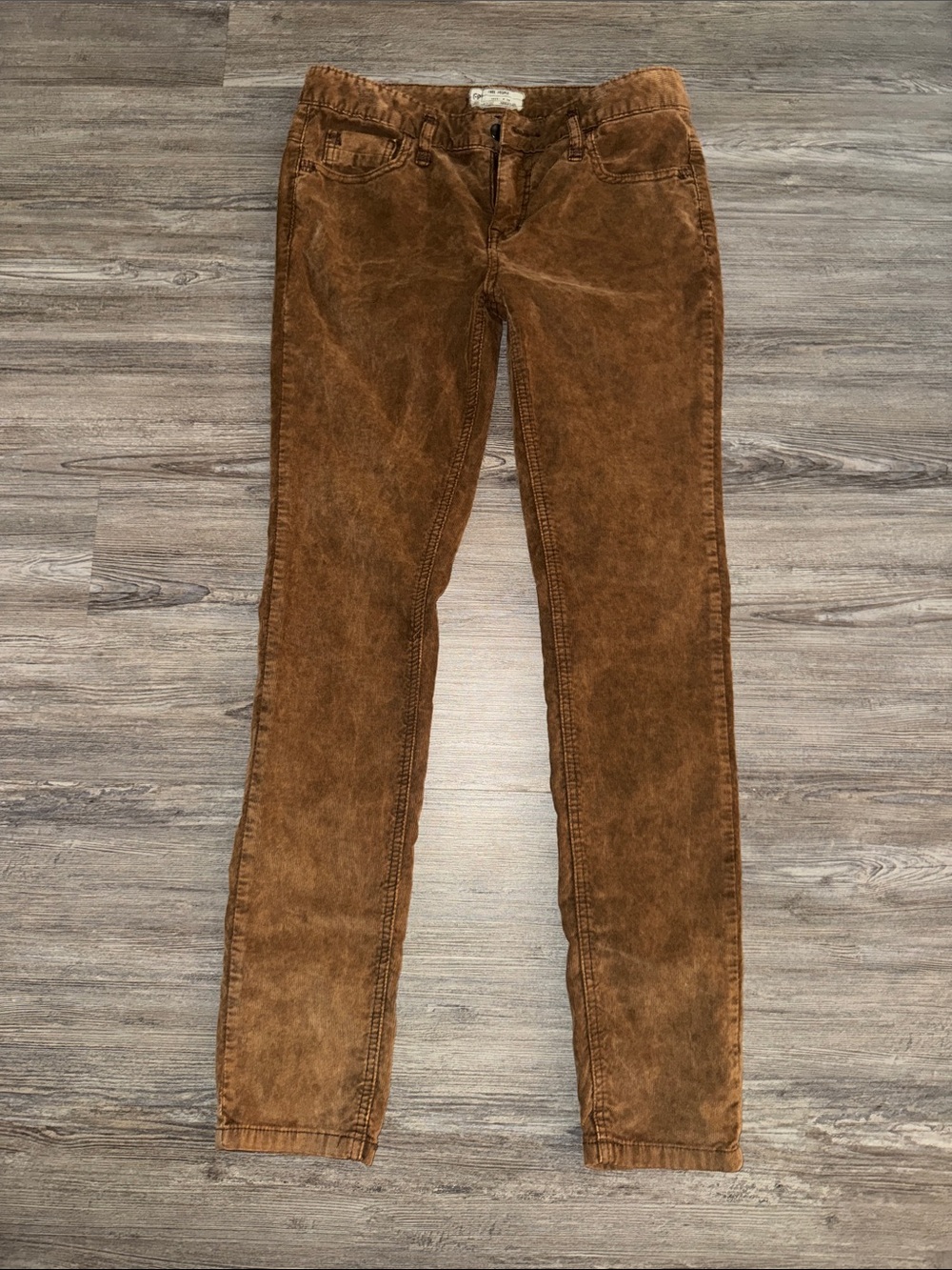 Free People Skinny Corduroy Jeans in Rust Brown